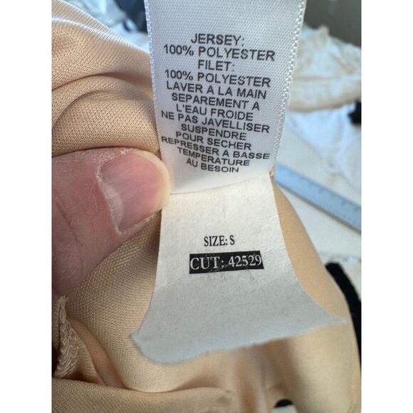 Lord & Taylor Design Lab Dress Size S/P Black Crochet Overlay Tan Lining - Picture 9 of 9